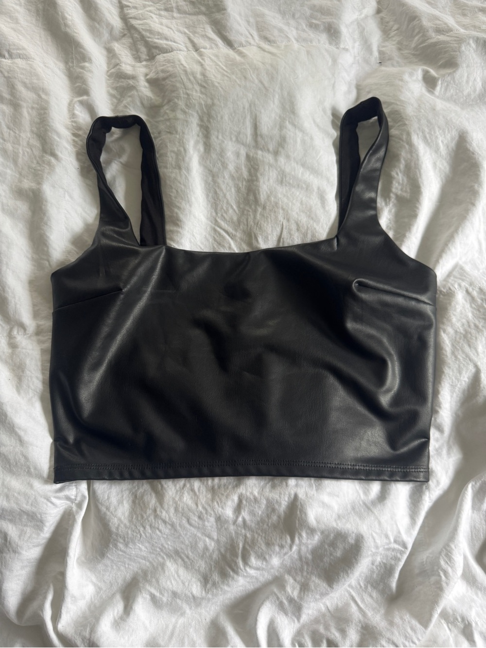 Express Black Faux Leather Crop Tank